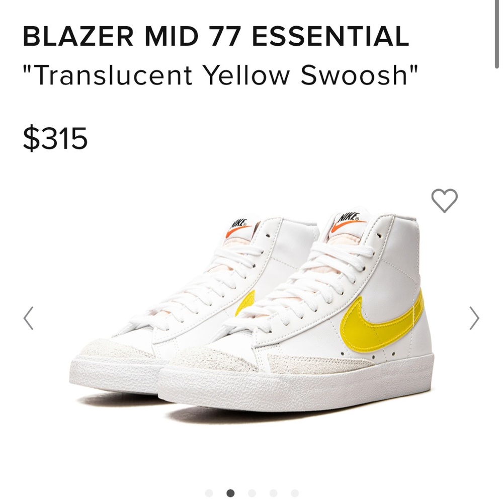 Nike Blazer Mid 77 Essential White with Yellow Swoosh